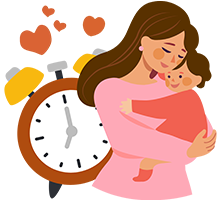 Schlaftraining Kinder - Kind im Arm und Uhr